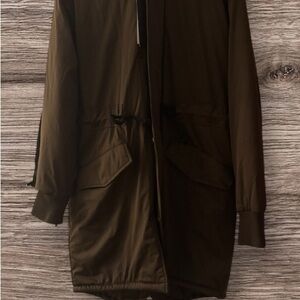 Zara Men Dark Brown Winter Jacket With Fur Hood Size L Brand New!